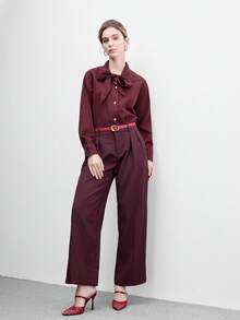 CUCCOO BIZCHIC 簡約後空扣帶細跟高跟鞋，日常通勤百搭女鞋 - 網紗酒紅 - 查看 2