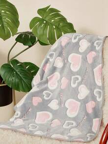 PETSIN 1pc Soft Warm Pet Blanket With Cute White Star Print On Pink Background, Suitable For Cats And Dogs - Gray pink love - View 9