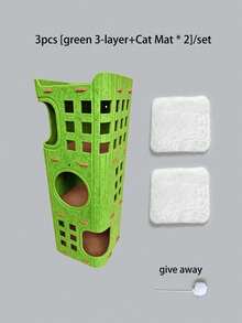 Hollowed-Out Felt Cat House, Multi-Level Ventilated Kitten Apartment Tree, All-Season Indoor‑Outdoor Cat Bed, With Built‑In Scratching Posts, Resting Areas, And Hiding Caves, Enclosed Cat Tower Villa, Durable Cat Furniture And Toy - Multicolor - View 11
