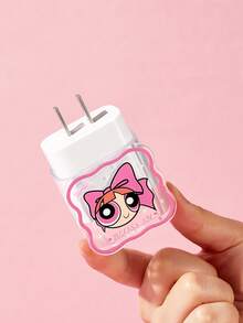 THE POWERPUFF GIRLS X SHEIN Pelindung Kabel Data, Cocok untuk Charger , Set 4 Buah Pelindung Kabel Ponsel, Pelindung Charger (Tidak Termasuk Kabel Data) - Berwarna merah muda - View 7