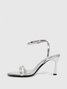 CUCCOO SZL Women's Adjustable Simple High-Heeled Sandals, Suitable For Daily Casual Wear, Spring Break, Easter, Prom - Silver - View 7