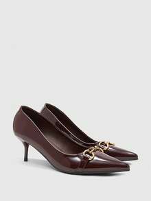 CUCCOO BIZCHIC Women's Elegant Kitten Heel Pumps, Versatile All-Season Commuter Shoes, Suitable For Office, Vacation And Outdoor Wear - Coffee Brown - View 2