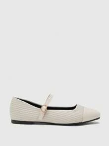CUCCOO BIZCHIC Square Top Flat Women's Shoes, Buckle Comfortable Soft-Soled Flat Shoes, Suitable For Fashionable Commuting And Vacation - Grey - View 6