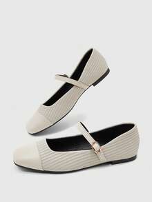 CUCCOO BIZCHIC Square Top Flat Women's Shoes, Buckle Comfortable Soft-Soled Flat Shoes, Suitable For Fashionable Commuting And Vacation - Grey - View 7