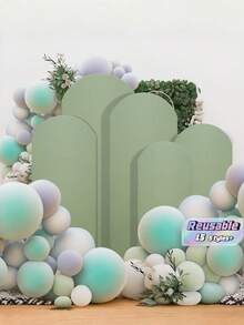 بيج، أبيض، أزرق سماوي، وردي، أخضر فاتح، خلفية قوس، 6 قدم، 6.6 قدم، 7.2 قدم، بطانية قوس الزفاف، قماش سباندكس على جانبين، ستارة سقف لخلفية القوس لحفلات أعياد الميلاد وديكور قوس الزفاف (قوس الدعم غير مشمول، خلفية القماش فقط) - متعدد الألوان - مشاهدة 2