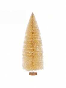 Mini Snow‑Dusted Christmas Tree With Wooden Base, Tabletop Xmas Decor - Off-white - View 5