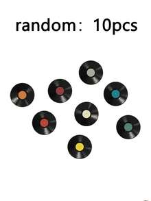 9.6 Inch Waterproof Vinyl Record Wall Decal, 2D Record Transfer Sticker, Retro DJ Music Record Pattern Paper Sticker For Bedroom Living Room Entry Home Decor - Multicolor - View 7