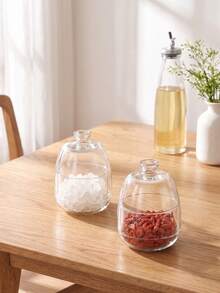 Madebyblanc 1SET/2SETS Minimalist Clear Glass Storage Jar - High Borosilicate Glass With Airtight Lid, Heat Resistant Sealed Canister, Dust-Proof Moisture Resistant Container, Perfect For Sugar Coffee Beans Tea Spices - View 8