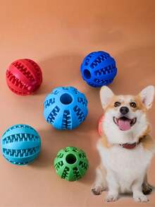 1/2pcs Chew-Resistant Solid Rubber Ball Feeder - Self-Entertainment Puzzle Treat Dispenser, Teeth Cleaning Design To Relieve Boredom For Puppies Teething And Brain Training, Ideal For Dog Lovers - Multicolor - View 8