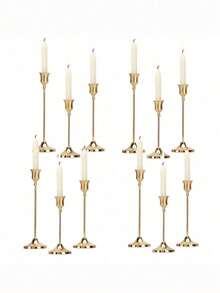 12pcs/6pcs/3pcs/Set Iron Cone Candle Holders, Decorative Candle Holders - Suitable For Weddings, Banquets, Parties, Fireplace Decor, Pillar Candle Holders, Also Suitable For Weddings, Home Decor, Holiday Party Decorations - gold - View 16