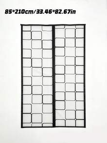 1pc Magnetic Self-Closing Screen Door Curtain, Thermal Insulated Mesh Net With Heavy Duty Magnets & Weighted Bottom, Pet Friendly, Fits Front Door Patio Balcony Kitchen, Multiple Sizes Available - EVA Black Grid Air Conditioning Screen Door - View 20