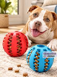 1/2pcs Chew-Resistant Solid Rubber Ball Feeder - Self-Entertainment Puzzle Treat Dispenser, Teeth Cleaning Design To Relieve Boredom For Puppies Teething And Brain Training, Ideal For Dog Lovers - Multicolor - View 1
