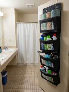 Organizer Penyimpanan Gantung Pintu 4 Tingkat dari Kain dengan Kantong Besar untuk Kamar Tidur, Kamar Mandi, Lemari, Solusi Penyimpanan Hemat Ruang, Kokoh, Ringan untuk Apartemen dengan Ruang Sempit - View 9