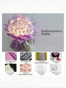 SHEIN Kit de manualidades de ramo de mariposas DIY - Regalo de flores hecho a mano, sin luces incluidas, perfecto para proyectos creativos - Multicolor - Ver 9