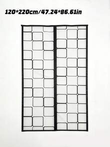 1pc Magnetic Self-Closing Screen Door Curtain, Thermal Insulated Mesh Net With Heavy Duty Magnets & Weighted Bottom, Pet Friendly, Fits Front Door Patio Balcony Kitchen, Multiple Sizes Available - EVA Black Grid Air Conditioning Screen Door - View 14