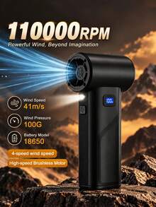 Teckwe 強勁便攜式壓縮空氣吹風機 130,000 RPM，重量輕，配備 4 段可調速渦輪風扇，LED 燈與 LED 顯示螢幕，高風量無刷馬達，附 2 顆 2000mAh 電池 - 均碼 - 查看 8