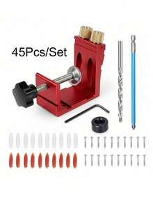 45Pcs Pocket Hole Jig Set With Drill Bit, 15 Degree Woodworking Angle Drill Guide, Stainless Steel Positioning Tool For DIY Carpentry - 46Pcs/Set - View 8