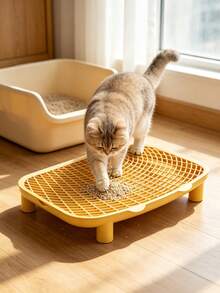 Cat Litter Box Splash Guard Mat, Removable & Washable Cat Litter Trapping Mat, Elevated Cat Litter Box Absorbent Mat - M - View 7