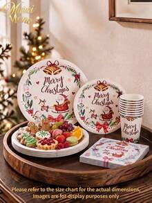 Muroi Mono 25/100 Pieces Of Disposable Party Supplies, Including Disposable Paper Plates, Napkins, Cups, Suitable For Dessert Service, Party Decorations, Various Events, And Gatherings, Including Christmas. - Style 4 - View 1
