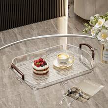 1 Modern Minimalist Plexiglass Tray With Handle, Transparent Breakfast Tray, Cosmetic Storage Tray, Suitable For Home Living Room Storage Display, Ideal For Living Room, Kitchen, Dining Room And Cafe - Grey - View 5