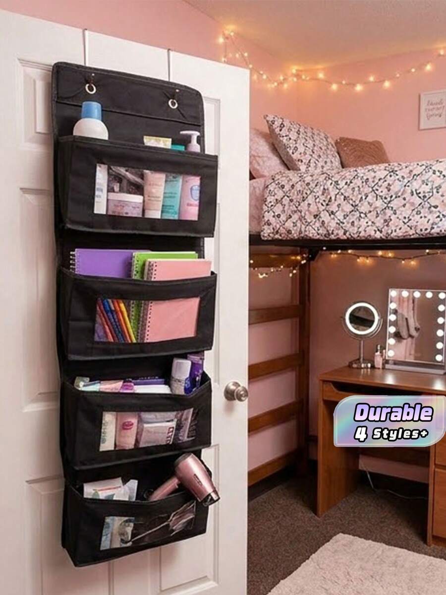 Organizer Penyimpanan Gantung Pintu 4 Tingkat dari Kain dengan Kantong Besar untuk Kamar Tidur, Kamar Mandi, Lemari, Solusi Penyimpanan Hemat Ruang, Kokoh, Ringan untuk Apartemen dengan Ruang Sempit - View 1