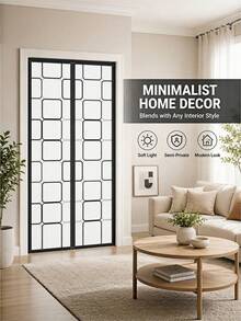 1pc Magnetic Self-Closing Screen Door Curtain, Thermal Insulated Mesh Net With Heavy Duty Magnets & Weighted Bottom, Pet Friendly, Fits Front Door Patio Balcony Kitchen, Multiple Sizes Available - EVA Black Grid Air Conditioning Screen Door - View 6