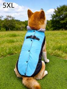 Pet Clothing For Large Dogs, Outdoor Windproof And Warm Clothing For Shiba Inu And Golden Retriever Dogs. - Blue - View 13