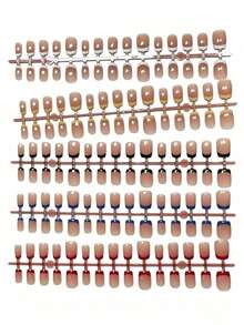 150 Pcs/Set. Short Oval Nail Stickers In Red, White, Blue, Yellow And Black (5 Color Combinations). French Manicure Style. Wearable Nail Stickers - Multicolor - View 10