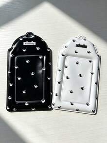 1PC Cat Paw Print PVC Card Protector White Black Cute Badge Sleeve For ID Photo Card Mini Photocard Display Collectible Card Storage Case - multicolor - View 4