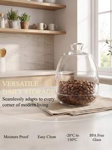 Madebyblanc 1SET/2SETS Minimalist Clear Glass Storage Jar - High Borosilicate Glass With Airtight Lid, Heat Resistant Sealed Canister, Dust-Proof Moisture Resistant Container, Perfect For Sugar Coffee Beans Tea Spices - View 15