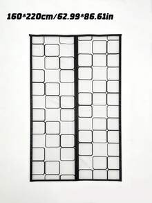 1pc Magnetic Self-Closing Screen Door Curtain, Thermal Insulated Mesh Net With Heavy Duty Magnets & Weighted Bottom, Pet Friendly, Fits Front Door Patio Balcony Kitchen, Multiple Sizes Available - EVA Black Grid Air Conditioning Screen Door - View 13