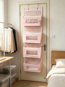 Organizer Penyimpanan Gantung Pintu 4 Tingkat dari Kain dengan Kantong Besar untuk Kamar Tidur, Kamar Mandi, Lemari, Solusi Penyimpanan Hemat Ruang, Kokoh, Ringan untuk Apartemen dengan Ruang Sempit - View 8