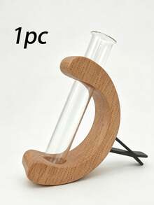 1‑Piece Wooden Frame Test Tube Glass Vase, Hydroponic Flower Holder For Dried & Fresh Flowers, Minimalist Tabletop Centerpiece Decor For Living Room & Exhibition - one size fits all - View 9