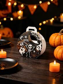 Box Packs Halloween-Themed Triangle Candy Box – Black Cat, Pumpkin, Ghost, Witch Edition. Party Favor Wrapping Paper For Collecting Candy. - multicolor - View 2