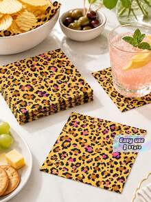Creative Pink‑Gold Leopard Print Birthday Party Tableware, 1st Birthday Theme Decor Supplies - multicolor - View 1