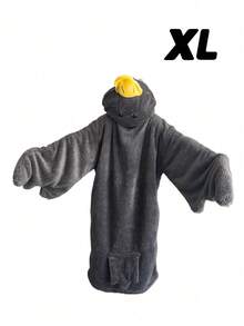 1套可愛黑色鴨子毛絨連帽睡袍，蓬鬆動物主題大尺寸居家服，趣味睡衣套裝，適合居家派對、聚會、睡衣派對、節日派對，舒適居家裝飾 - 灰色 - 查看 15