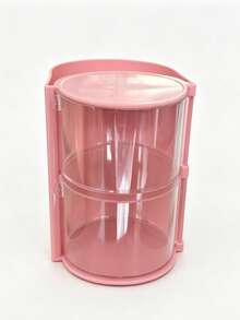 1 Pc,Beige/Pink, Two Layers/Three Layers,Multi-Layer Rotating Hair Accessory Storage Box, Transparent Dust-Proof Organizer For Hair Clips, Headbands & Hair Ties, Multifunctional Cosmetic & Pencil Container (Box Only, Accessories Not Included) - Multicolor - View 4