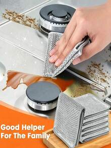 30PCS/Magic Cleaning Cloth Thickened Double -Sided Metal Steel Wire Rags Kitchen Dish Pot Washdishing Cloths Towel Clean Tools - Silver - View 3