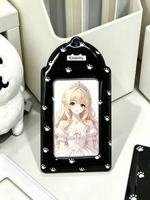 1PC Cat Paw Print PVC Card Protector White Black Cute Badge Sleeve For ID Photo Card Mini Photocard Display Collectible Card Storage Case - multicolor - View 3