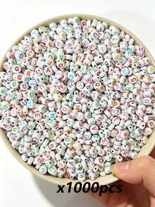 1000pcs Acrylic Letter Beads - A To Z Letter Charms, Suitable For DIY Bracelets, Necklaces, Keychains And Jewelry Making Supplies - Multicolor - View 11