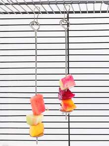 Stainless Steel Bird Fruit Forks - Parrot Cage Accessories Set For Fruit & Snack Feeding | Rustproof Chew-Proof Bird Supplies, Immediate Use Bird Toys - Silver - View 6