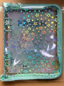 1pc Fashionable Star Printed 6-Ring A5 PVC Zipper Binder Planner, Album For Idol Photo Card & Collection,Back To School,School Supplies - Multicolor - View 32