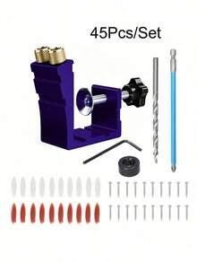 45Pcs Pocket Hole Jig Set With Drill Bit, 15 Degree Woodworking Angle Drill Guide, Stainless Steel Positioning Tool For DIY Carpentry - 46Pcs/Set - View 7