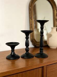 Ins Retro Iron Candle Holder, Roman Column Candlestick, Tabletop Atmosphere Decor Ornament, Vintage Metal Candle Stand For Dining Table Home Decoration - black - View 9