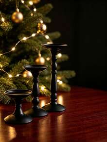 Ins Retro Iron Candle Holder, Roman Column Candlestick, Tabletop Atmosphere Decor Ornament, Vintage Metal Candle Stand For Dining Table Home Decoration - black - View 11