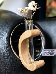 1‑Piece Wooden Frame Test Tube Glass Vase, Hydroponic Flower Holder For Dried & Fresh Flowers, Minimalist Tabletop Centerpiece Decor For Living Room & Exhibition - one size fits all - View 1