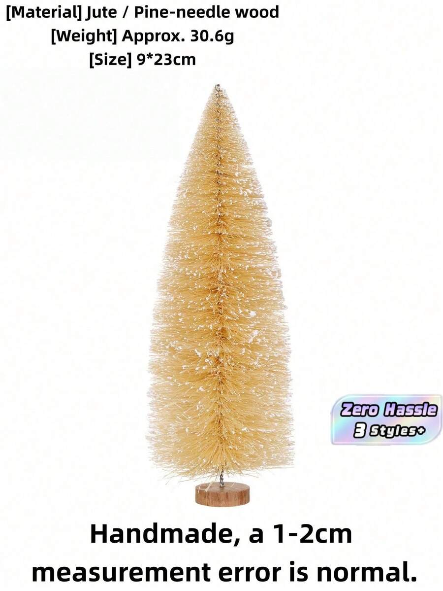 Mini Snow‑Dusted Christmas Tree With Wooden Base, Tabletop Xmas Decor - Off-white - View 1