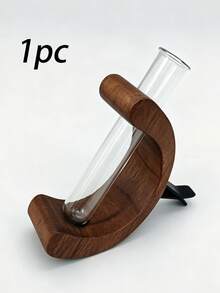 1‑Piece Wooden Frame Test Tube Glass Vase, Hydroponic Flower Holder For Dried & Fresh Flowers, Minimalist Tabletop Centerpiece Decor For Living Room & Exhibition - one size fits all - View 10