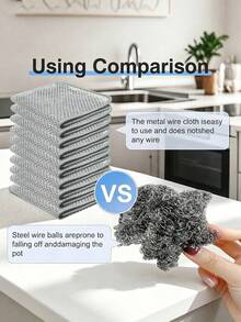30PCS/Magic Cleaning Cloth Thickened Double -Sided Metal Steel Wire Rags Kitchen Dish Pot Washdishing Cloths Towel Clean Tools - Silver - View 12