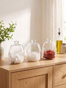 Madebyblanc 1SET/2SETS Minimalist Clear Glass Storage Jar - High Borosilicate Glass With Airtight Lid, Heat Resistant Sealed Canister, Dust-Proof Moisture Resistant Container, Perfect For Sugar Coffee Beans Tea Spices - View 9